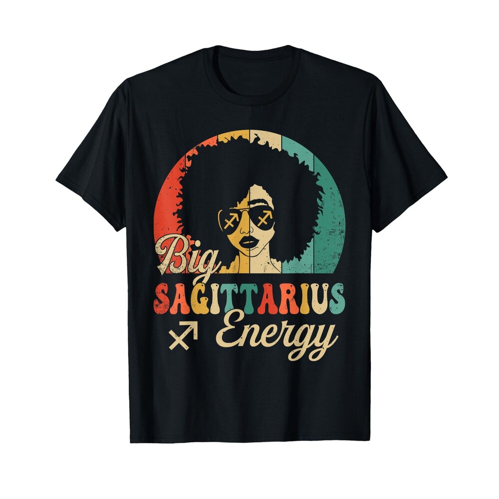 Big Sagittarius Energy - Retro Style Sunset Zodiac T-Shirt, 2XL